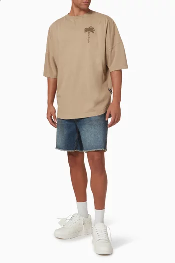 Curved Logo Shorts in Denim