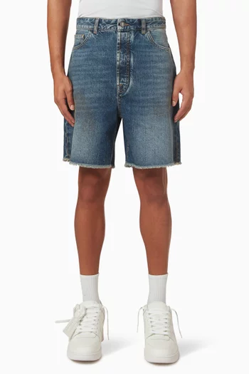 Curved Logo Shorts in Denim