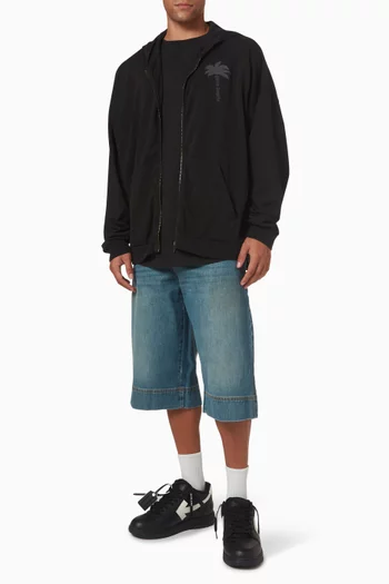 Curved Logo Bermuda Shorts in Denim
