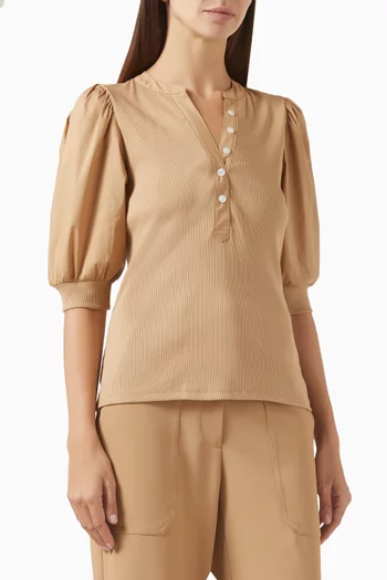 Coralee Puff-sleeve Top in Stretch Cotton