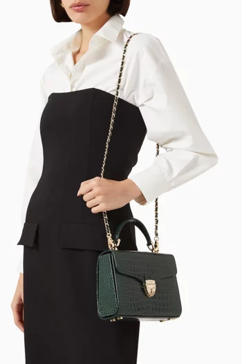 Midi Mayfair® Top-handle Bag in Patent Croc-embossed Leather