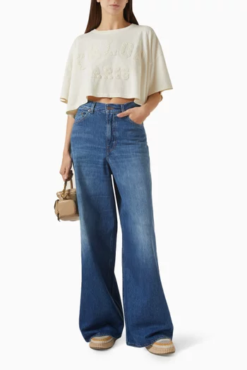 Logo Cropped T-shirt in Cotton