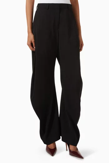 Tailored Curved-leg Pants in Viscose Blend