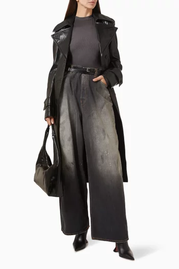 Belted Coat in Faux Leather