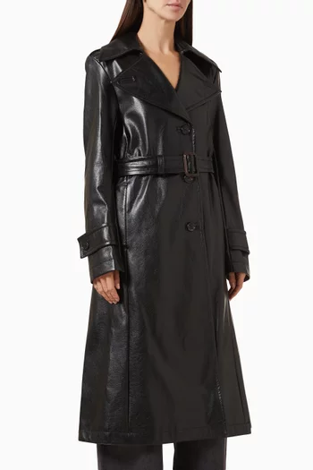 Belted Coat in Faux Leather