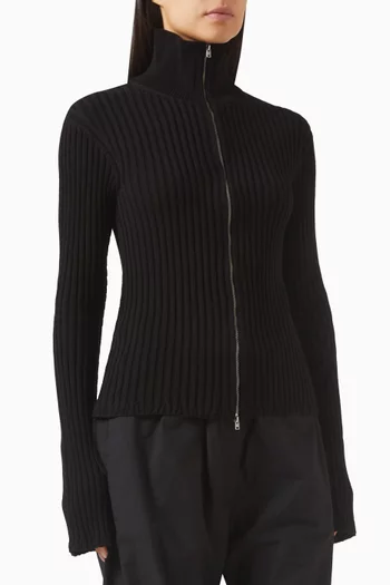 Zip-up Cardigan in Compact Crepe Cotton