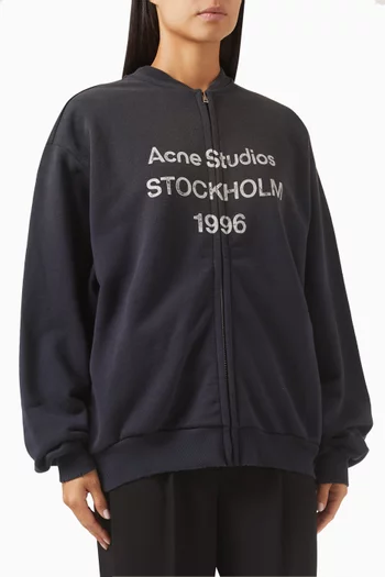 Zip Logo Sweater in Cotton Fleece