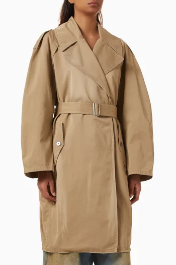 Belted Coat in Cotton Twill