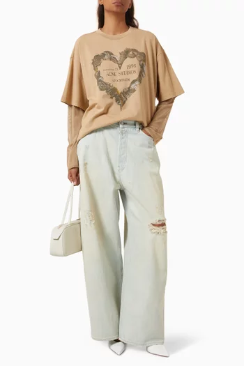 Distressed Wide-leg Jeans in Denim
