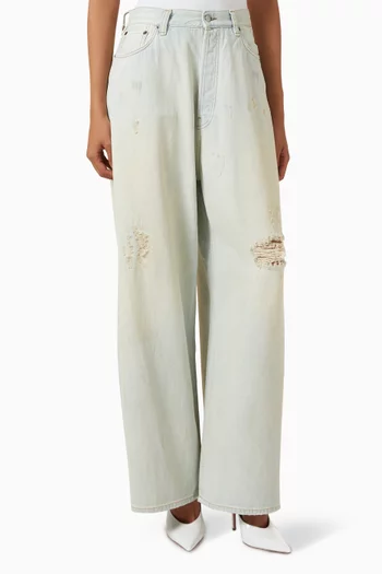 Distressed Wide-leg Jeans in Denim