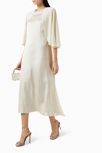 فستان متوسط الطول بدرابيه