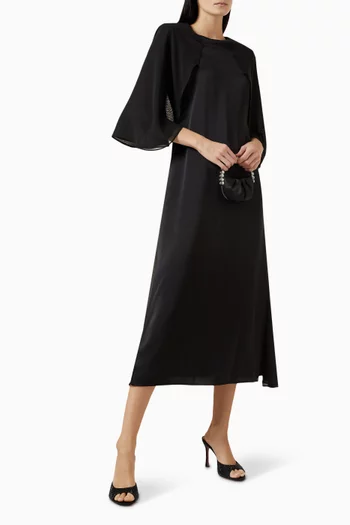 فستان متوسط الطول بدرابيه