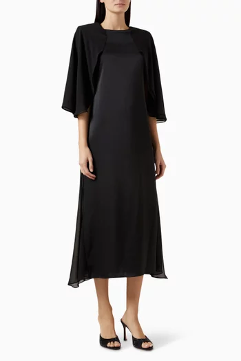 فستان متوسط الطول بدرابيه