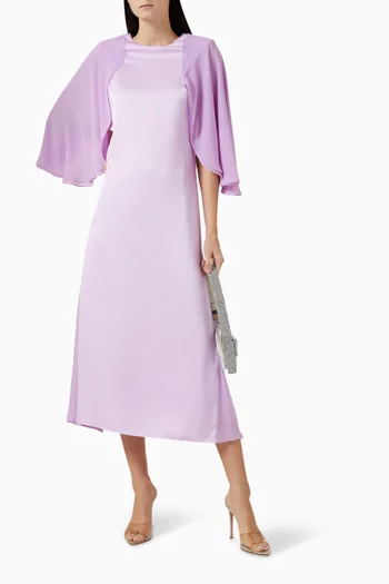 فستان متوسط الطول بدرابيه