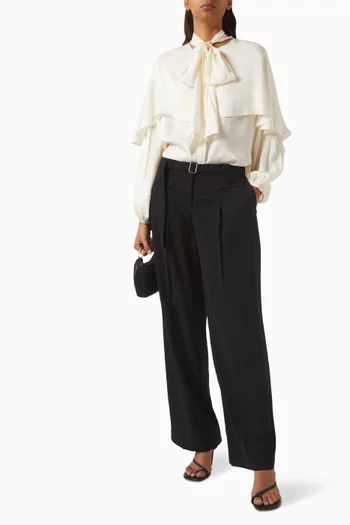 Belted Straight-leg Pants
