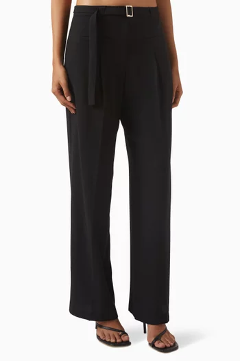 Belted Straight-leg Pants