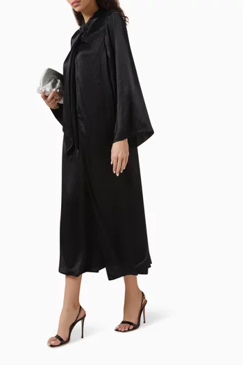 فستان طويل بوشاح عند الرقبة مزيج رايون