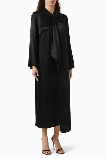 فستان طويل بوشاح عند الرقبة مزيج رايون