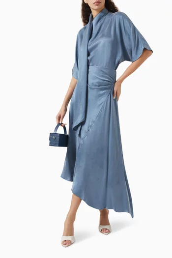 Ruched Asymmetrical Midi Skirt