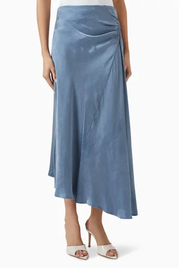 Ruched Asymmetrical Midi Skirt