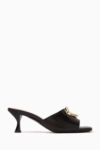 Heart Sculpture Mule Sandals in Leather