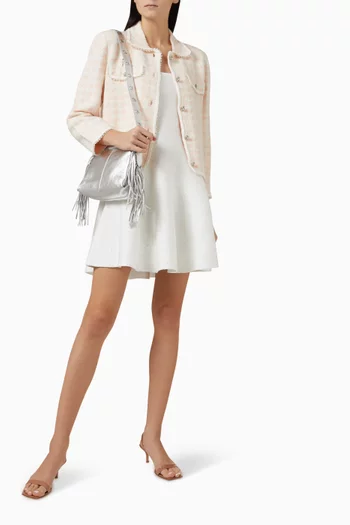 Tweed-effect Knit Jacket in Cotton Blend