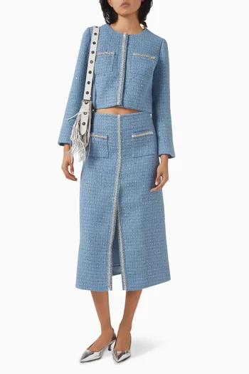 Sequin-embellished Crop Jacket in Tweed