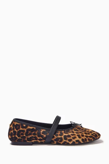 Leopard-print Ballet Flats in Sheepskin