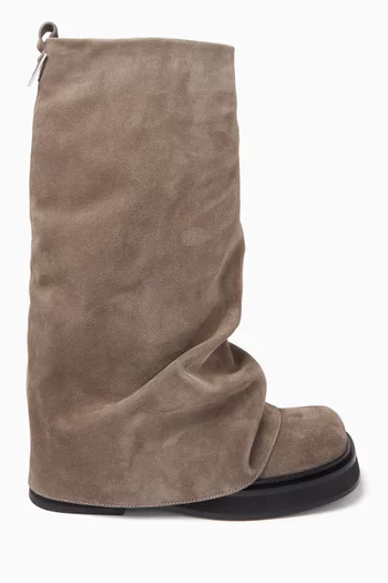 Robin Combat Knee Boots in Suede