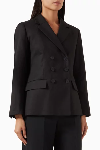 Double-breasted Suit Jacket in Linen-blend