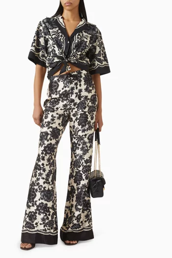 Floral Flared Pants in Viscose
