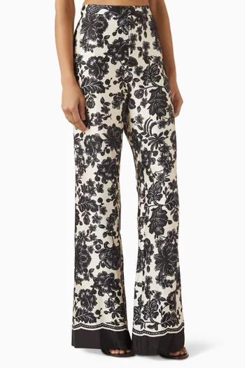 Floral Flared Pants in Viscose