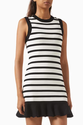 Striped Knit Mini Dress in Viscose Blend