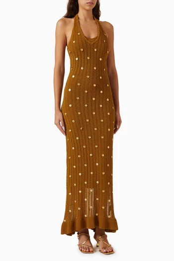 Jasmine Embellished Knit Dress in Cotton Blend