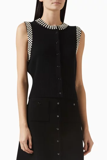 Meryl Embellished Cardigan in Wool-blend