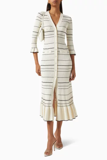 Striped Knit Maxi Dress in Viscose Blend