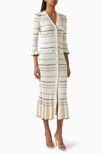 Striped Knit Maxi Dress in Viscose Blend