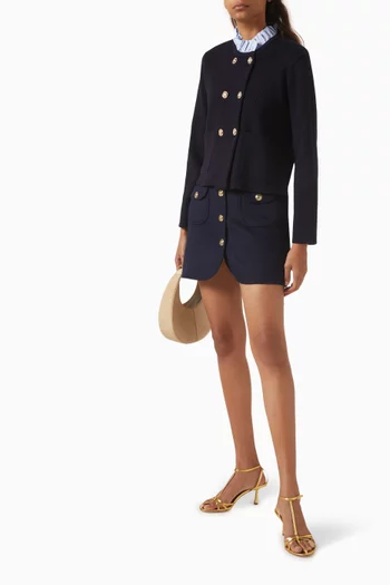 Ruffle-collar Cardigan in Wool Blend
