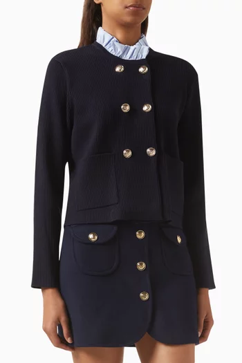 Ruffle-collar Cardigan in Wool Blend