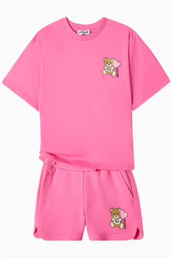 Teddy Heart Logo Shorts in Cotton Jersey