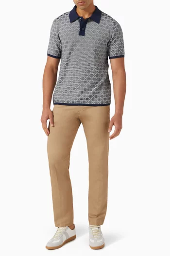 تي شيرت بولو بنقشة علامة زائد بالكامل نسيج فيسكوز