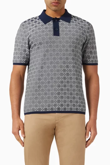 تي شيرت بولو بنقشة علامة زائد بالكامل نسيج فيسكوز