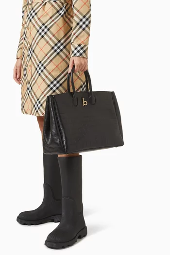 Medium Rocking Horse Tote Bag in Croc-embossed Leather