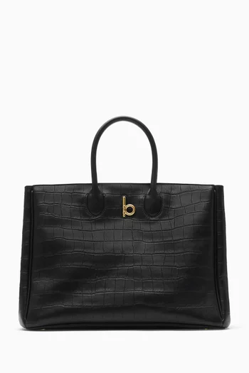 Medium Rocking Horse Tote Bag in Croc-embossed Leather