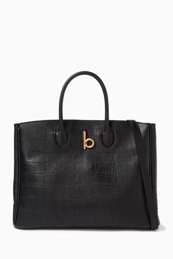 Small Rocking Horse Tote Bag in Croc-embossed Leather