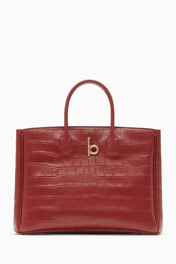 Small Rocking Horse Tote Bag in Croc-embossed Leather