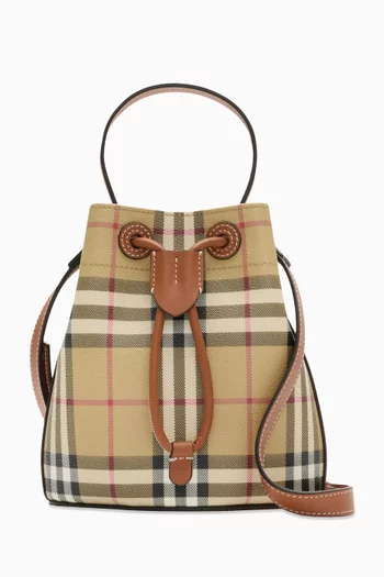 Mini Check Bucket Bag in Coated-canvas