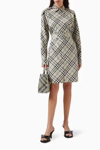 Check Belted Dress in Cotton