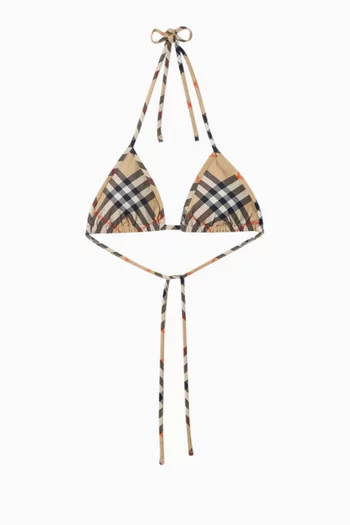 Check Triangle Bikini Top in Stretch Nylon