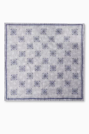 Reversible Pocket Square in Linen-silk Blend